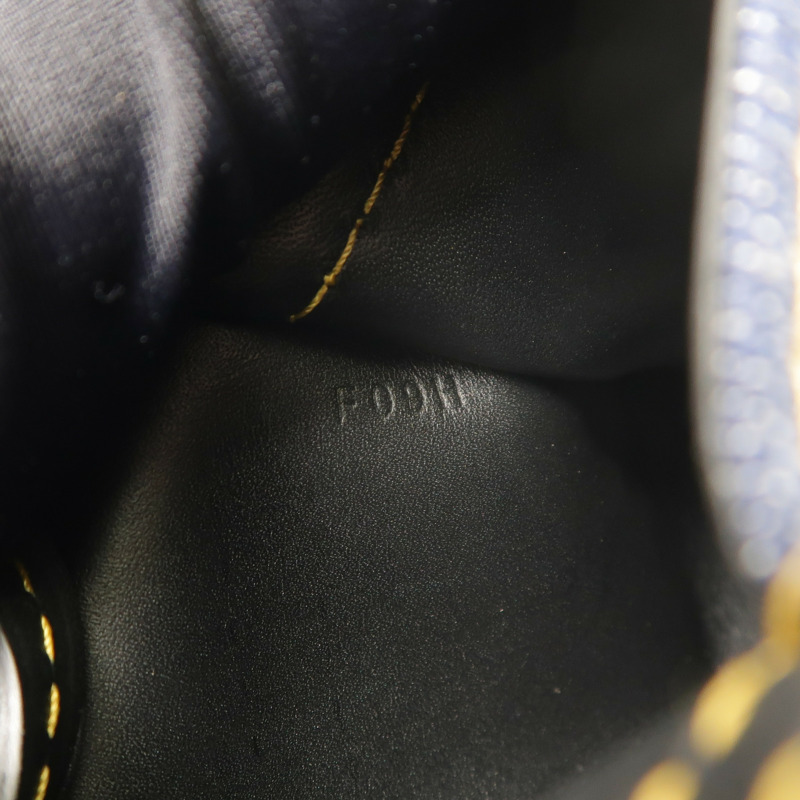 Delvaux 牛仔布/牛皮皮革Pin Mini Denim Bucket Bag金扣手挽袋-6