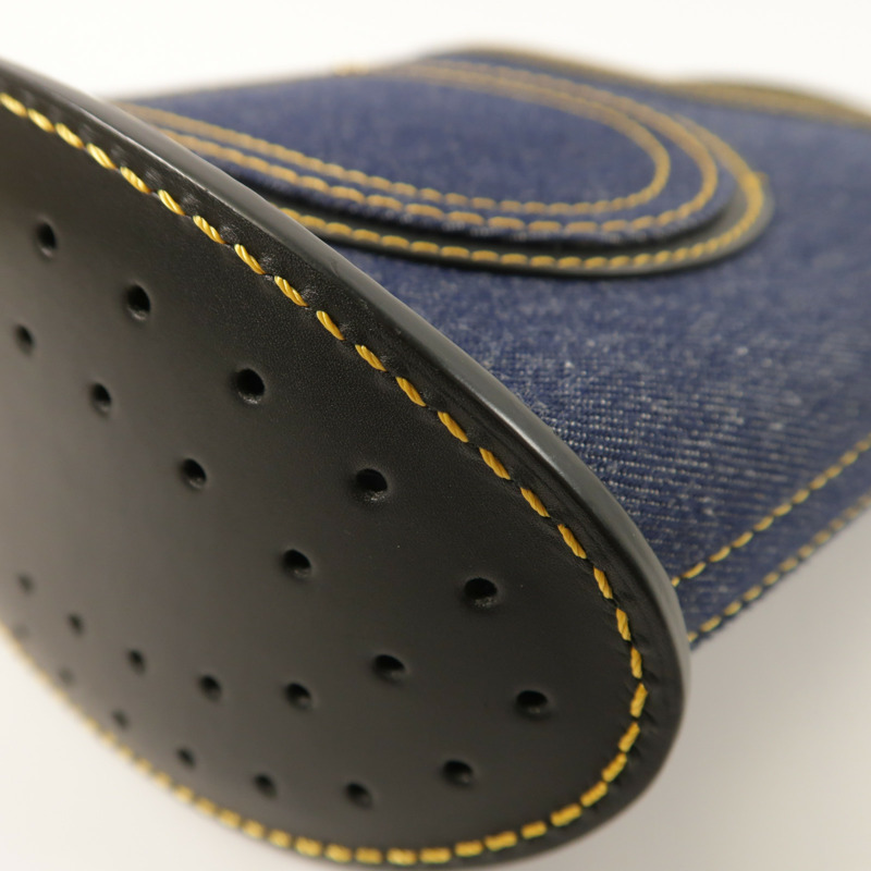 Delvaux 牛仔布/牛皮皮革Pin Mini Denim Bucket Bag金扣手挽袋-9