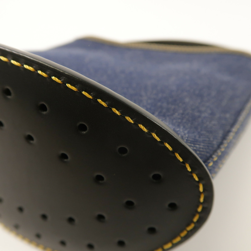 Delvaux 牛仔布/牛皮皮革Pin Mini Denim Bucket Bag金扣手挽袋-11