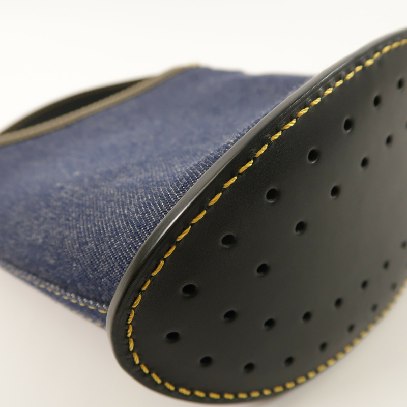 Delvaux 牛仔布/牛皮皮革Pin Mini Denim Bucket Bag金扣手挽袋-12