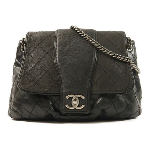 CHANEL 牛皮皮革Chain Shoulder銀扣鏈帶肩背袋