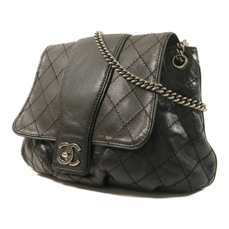 CHANEL 牛皮皮革Chain Shoulder銀扣鏈帶肩背袋-2