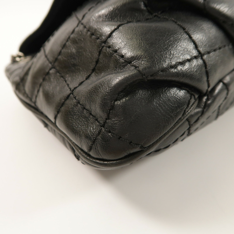 CHANEL 牛皮皮革Chain Shoulder銀扣鏈帶肩背袋-14