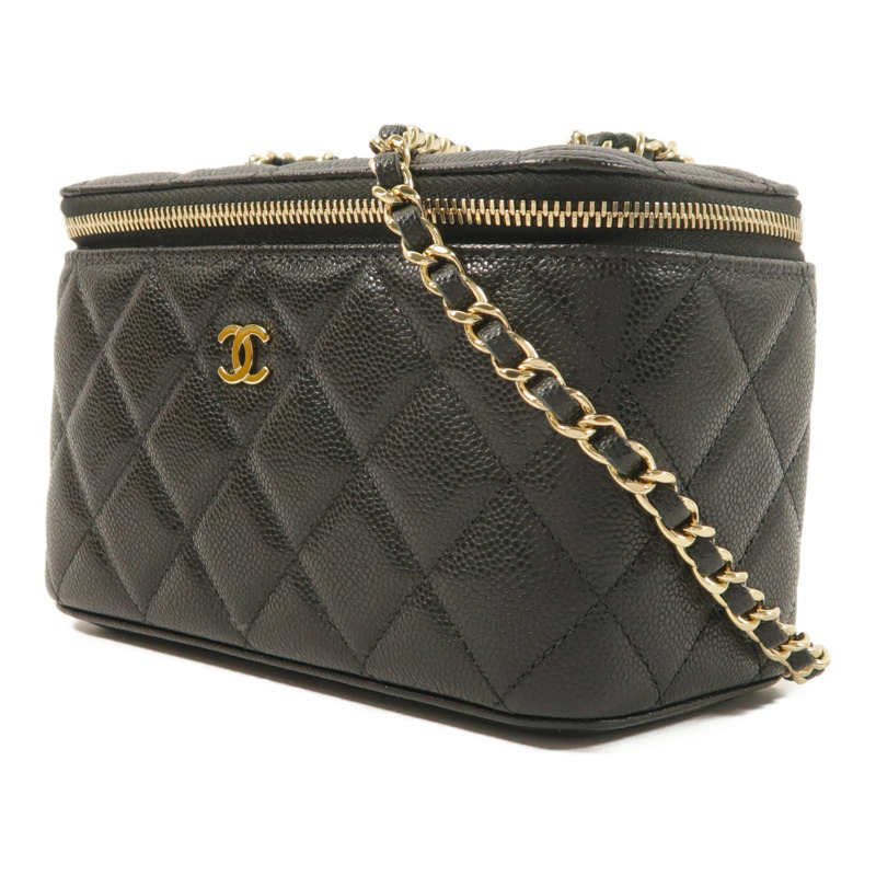 CHANEL 牛皮皮革Vanity Case金扣鏈帶肩背袋-2