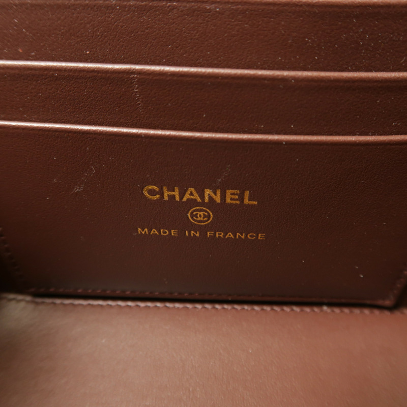 CHANEL 牛皮皮革Vanity Case金扣鏈帶肩背袋-5