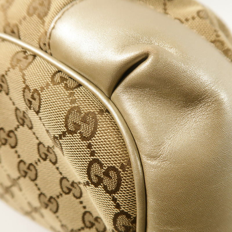 GUCCI 帆布/牛皮皮革2 Way Shoulder金扣手挽肩背兩用袋-11