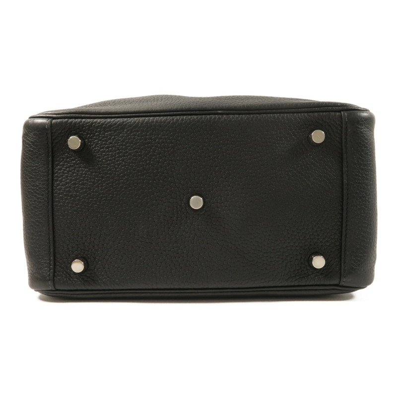 HERMES Clemence皮革Lindy 26銀扣手挽肩背兩用袋Noir-3