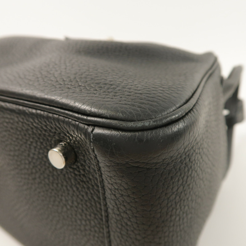 HERMES Clemence皮革Lindy 26銀扣手挽肩背兩用袋Noir-9