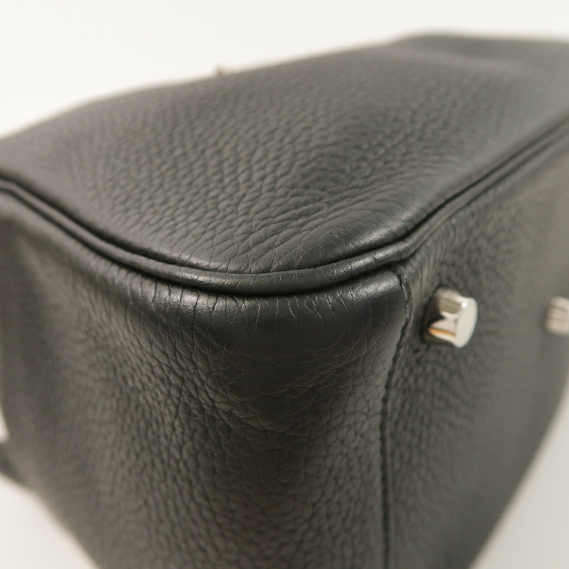 HERMES Clemence皮革Lindy 26銀扣手挽肩背兩用袋Noir-10