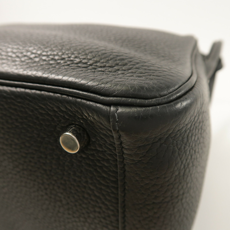 HERMES Clemence皮革Lindy 26銀扣手挽肩背兩用袋Noir-11