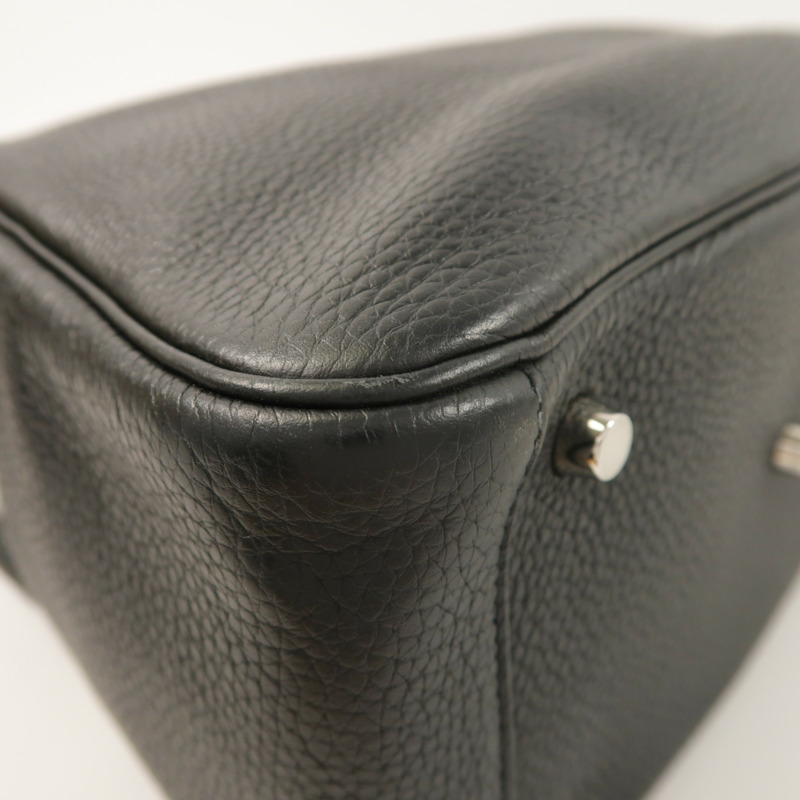 HERMES Clemence皮革Lindy 26銀扣手挽肩背兩用袋Noir-12