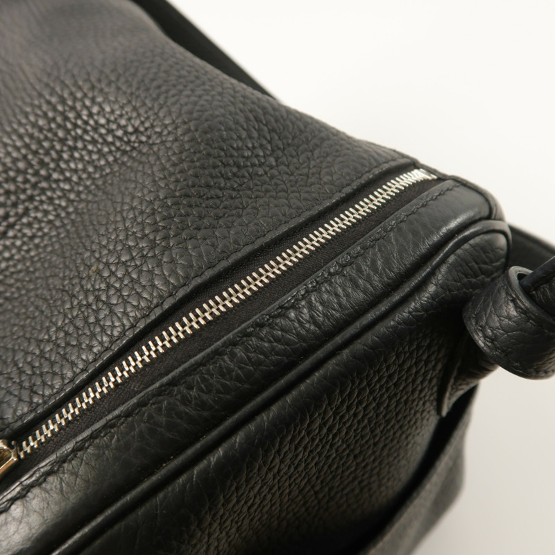 HERMES Clemence皮革Lindy 26銀扣手挽肩背兩用袋Noir-15