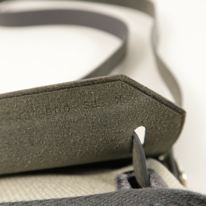 HERMES Toile H帆布/Vache Hunter皮革Mini Herbag銀扣肩背袋Ardoise-6