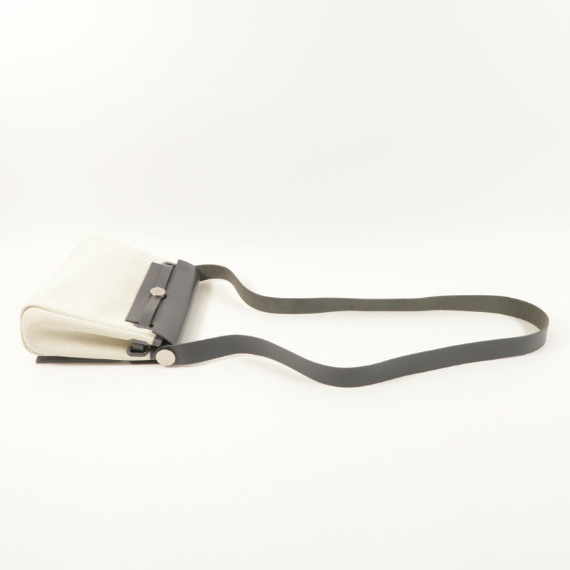 HERMES Toile H帆布/Vache Hunter皮革Mini Herbag銀扣肩背袋Ardoise-7