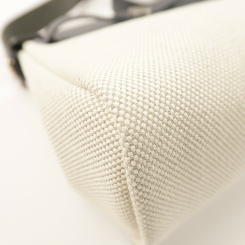 HERMES Toile H帆布/Vache Hunter皮革Mini Herbag銀扣肩背袋Ardoise-11