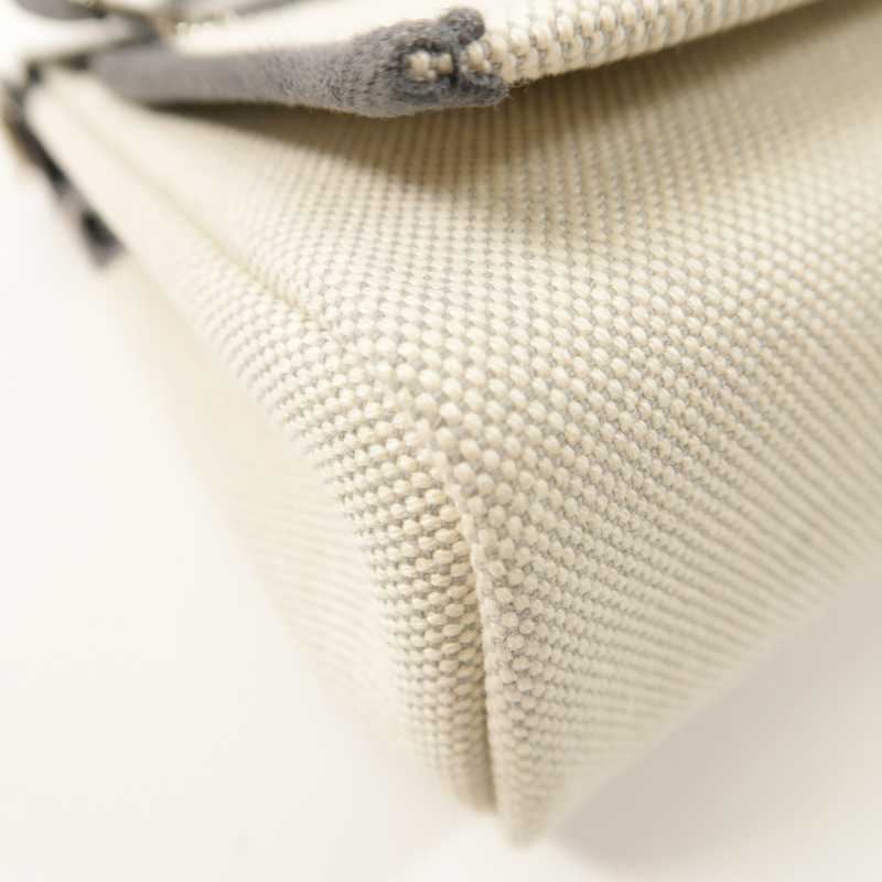 HERMES Toile H帆布/Vache Hunter皮革Mini Herbag銀扣肩背袋Ardoise-13