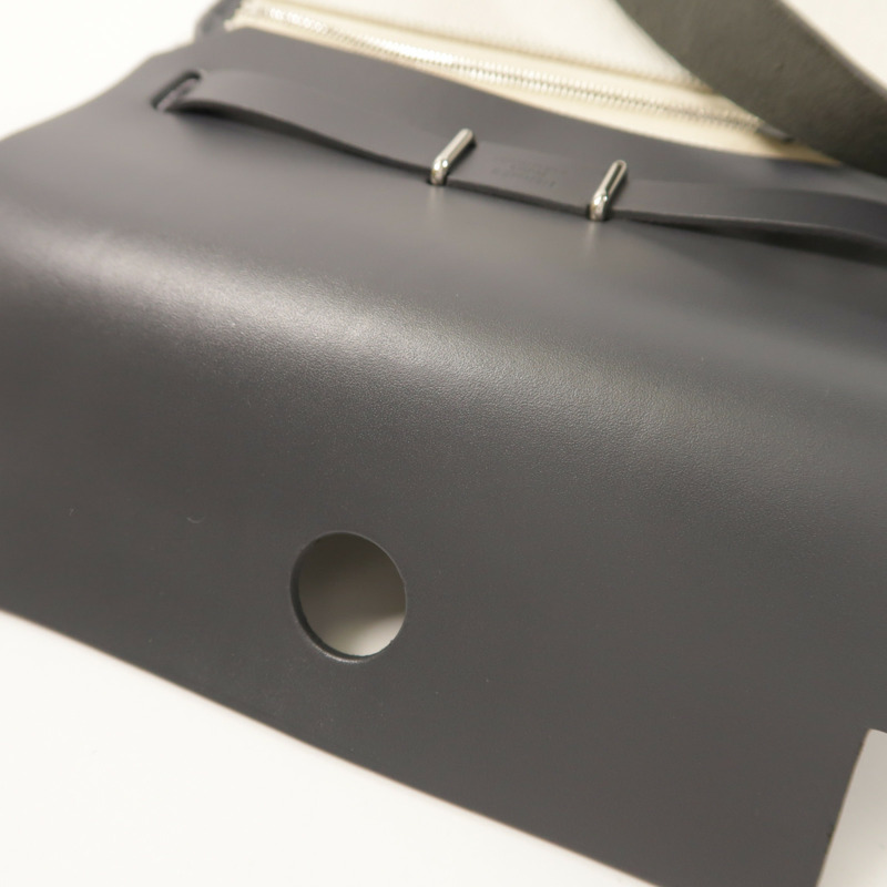 HERMES Toile H帆布/Vache Hunter皮革Mini Herbag銀扣肩背袋Ardoise-14