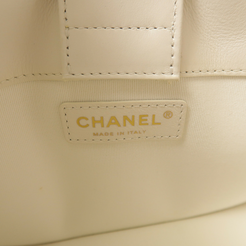 CHANEL 牛皮皮革Hobo Bag金扣鏈帶手挽肩背兩用袋-5