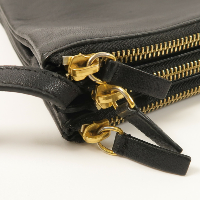 CELINE 羊皮皮革Trio金扣肩背袋-17