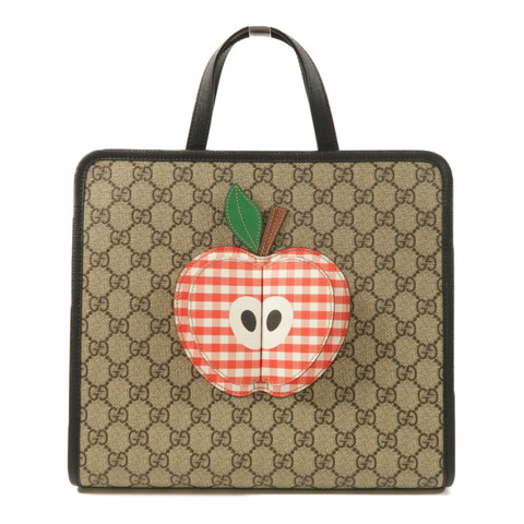 GUCCI 塗層帆布/牛皮皮革Tote Bag銀扣手挽袋