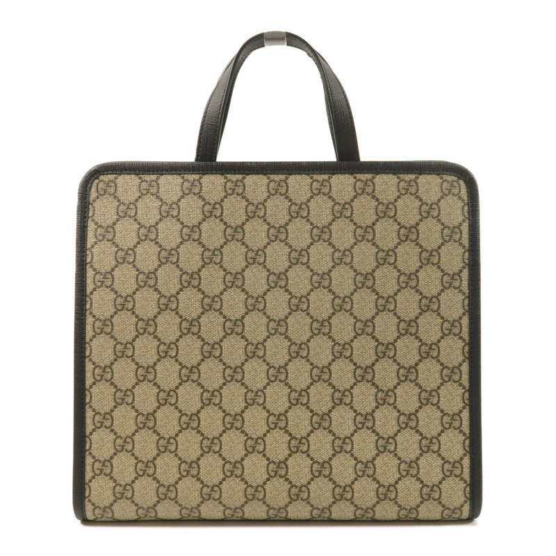 GUCCI 塗層帆布/牛皮皮革Tote Bag銀扣手挽袋-1