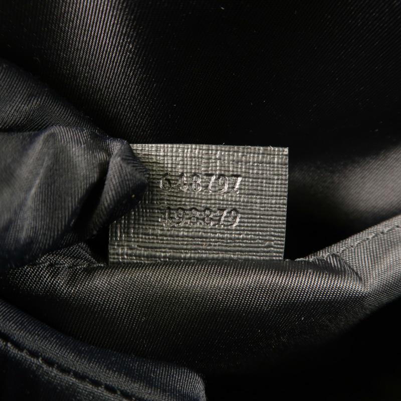 GUCCI 塗層帆布/牛皮皮革Tote Bag銀扣手挽袋-6