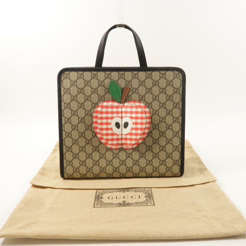 GUCCI 塗層帆布/牛皮皮革Tote Bag銀扣手挽袋-8