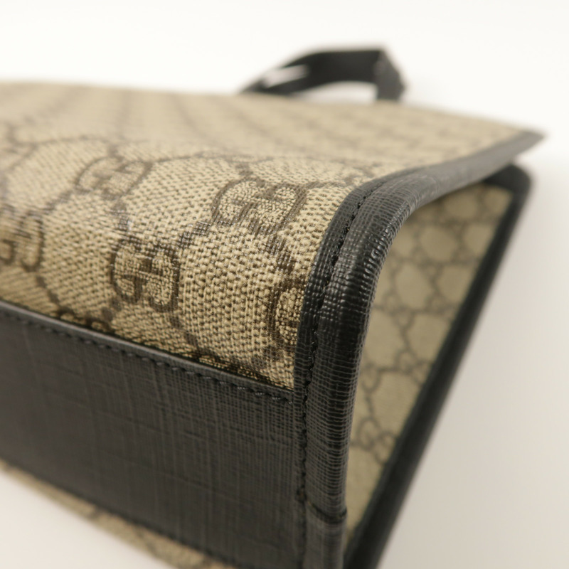 GUCCI 塗層帆布/牛皮皮革Tote Bag銀扣手挽袋-11