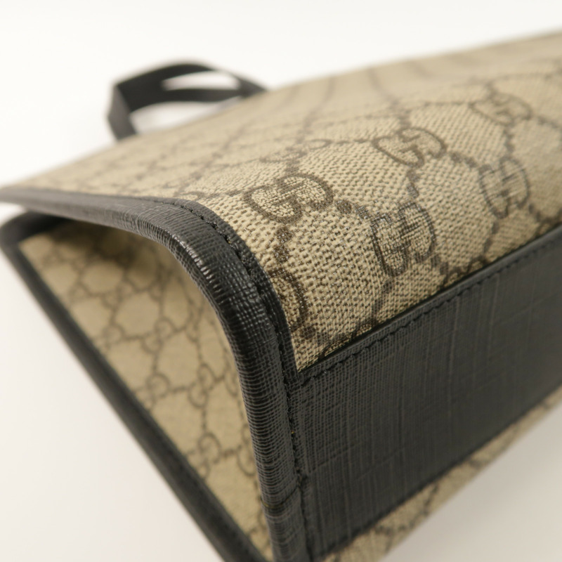 GUCCI 塗層帆布/牛皮皮革Tote Bag銀扣手挽袋-12