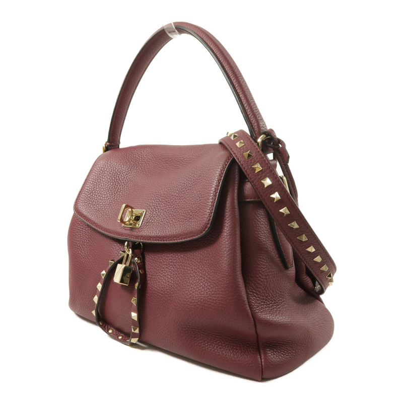 Valentino 牛皮皮革Garavani金扣手挽肩背兩用袋-2