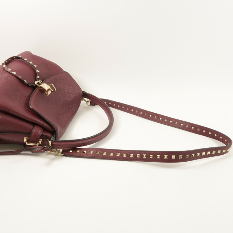 Valentino 牛皮皮革Garavani金扣手挽肩背兩用袋-7