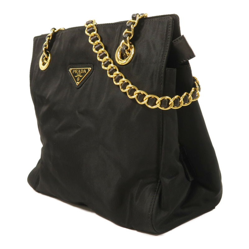 PRADA 尼龍Tote Bag金扣鏈帶肩背袋-2