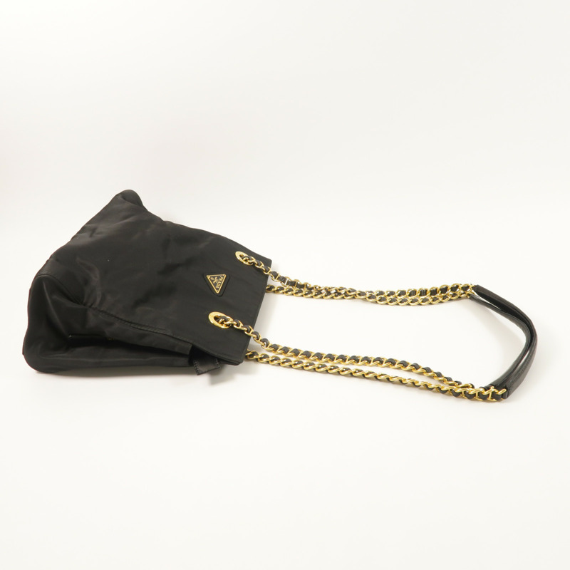 PRADA 尼龍Tote Bag金扣鏈帶肩背袋-9