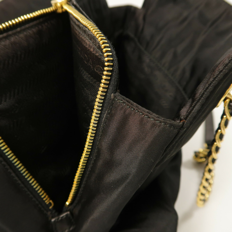 PRADA 尼龍Tote Bag金扣鏈帶肩背袋-17