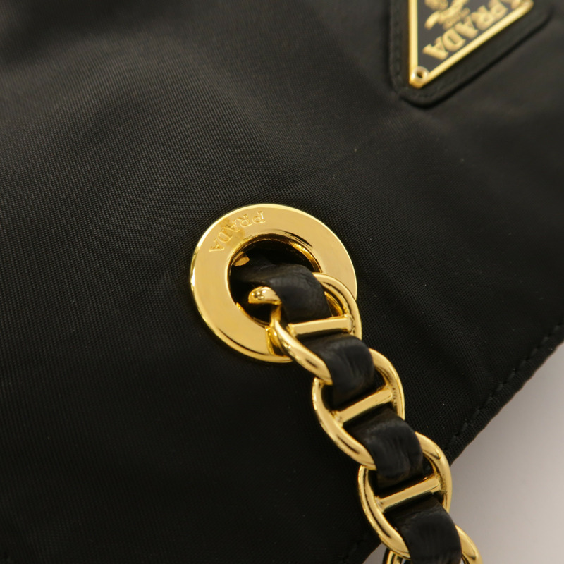 PRADA 尼龍Tote Bag金扣鏈帶肩背袋-19