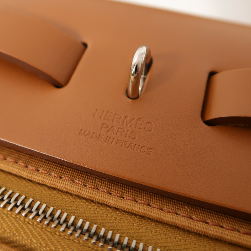 HERMES 帆布Herbag PM銀扣手挽肩背兩用袋Magnolia-5