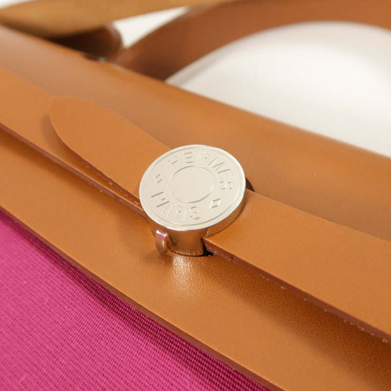 HERMES 帆布Herbag PM銀扣手挽肩背兩用袋Magnolia-9