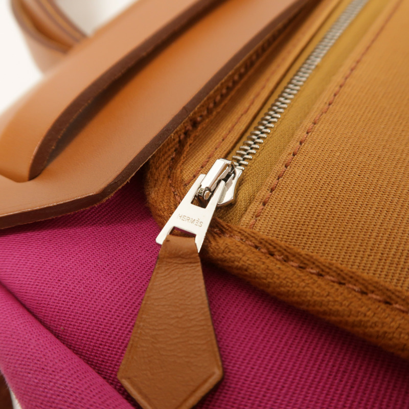 HERMES 帆布Herbag PM銀扣手挽肩背兩用袋Magnolia-14