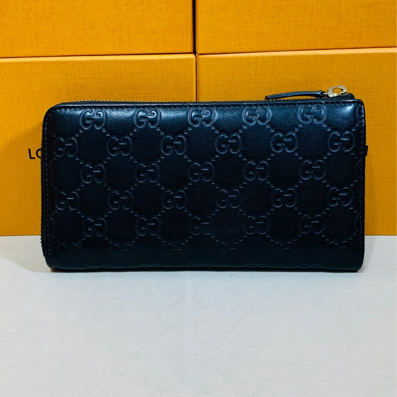 ✨經典實用 Gucci 古馳 黑老花拉鏈8卡零錢袋長夾-1