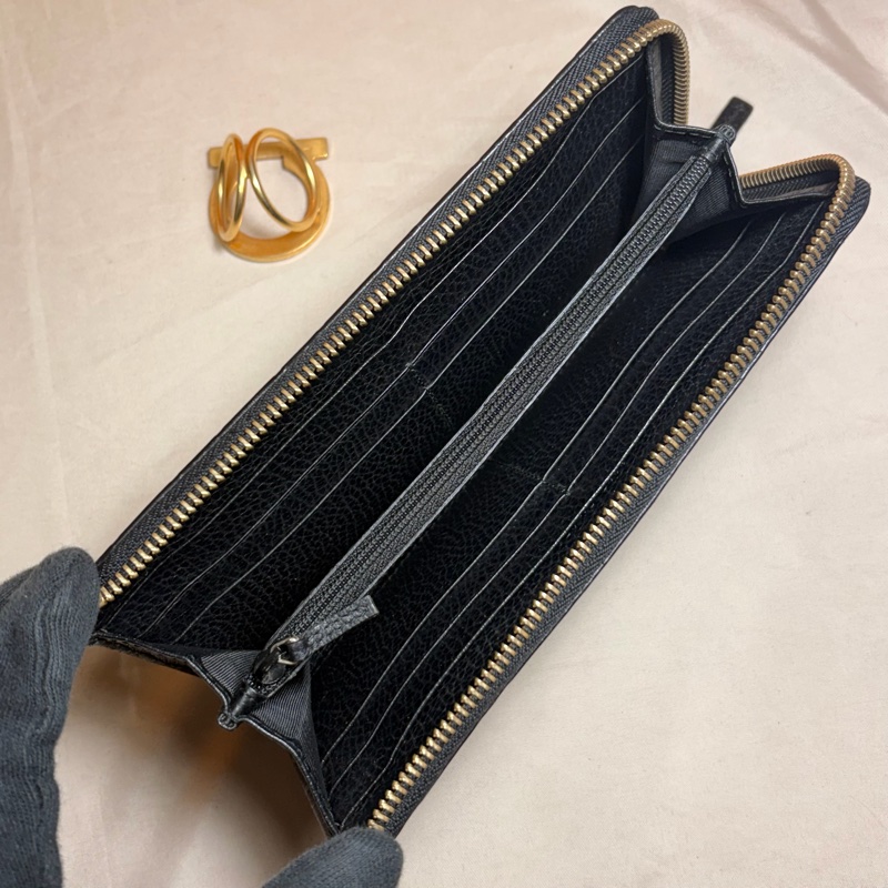 ✨經典實用 Gucci 古馳 黑老花拉鏈8卡零錢袋長夾-3