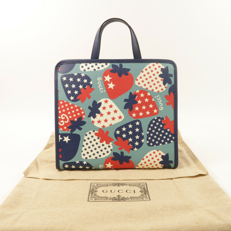 GUCCI 塗層帆布Hand Bag銀扣手挽袋-8