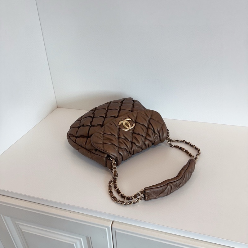 Chanel 香奈兒 古銅金泡芙全皮 腋下單肩包 尺寸約29*23  手感柔軟 厚實肩托-4
