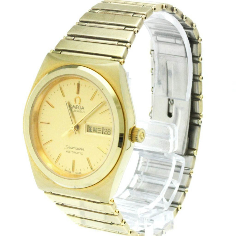 歐米茄海馬系列星期日曆型 Cal.2836-2 鍍金自動男士腕錶 366.0884 復古款-1