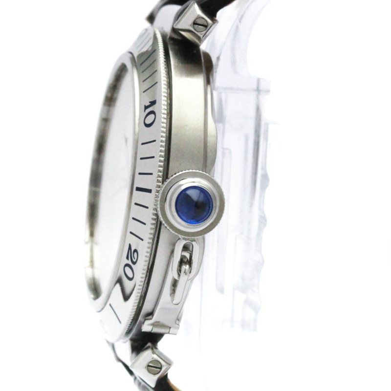 卡地亞 Pasha 38 格紋精鋼自動男士腕錶 W3104055 拋光-3