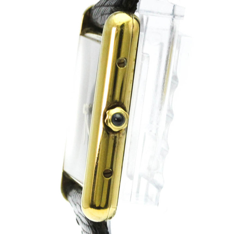 卡地亞 Must Tank 鍍金皮革石英女士腕錶 681006-3