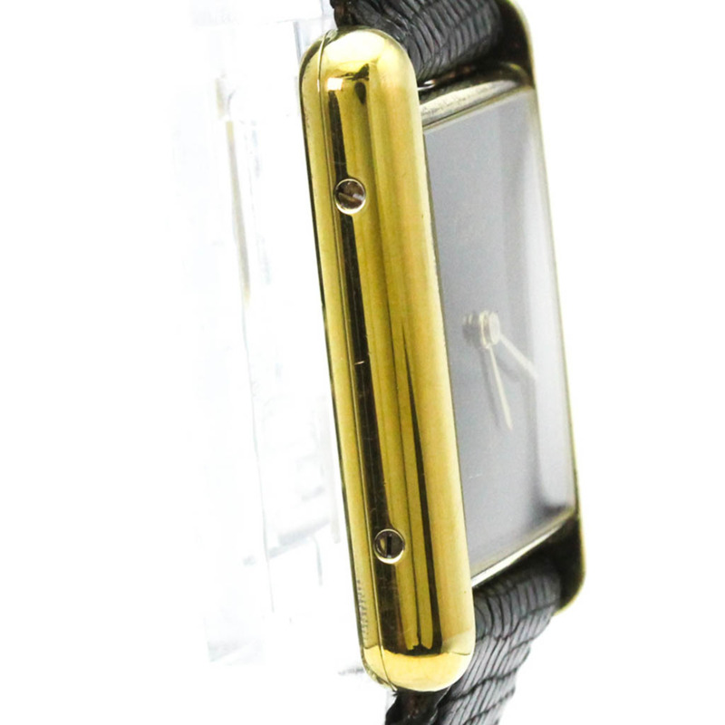 卡地亞 Must Tank 鍍金皮革石英女士腕錶 681006-8