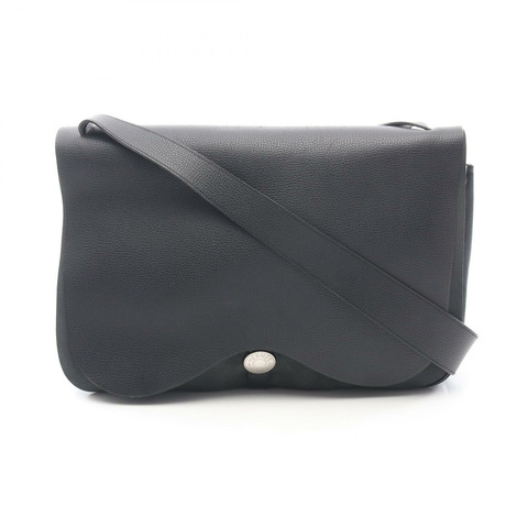 愛馬仕 Sac Colorado GM 單背包，Vache Liegee 皮革帆布，黑色，SHW，二手