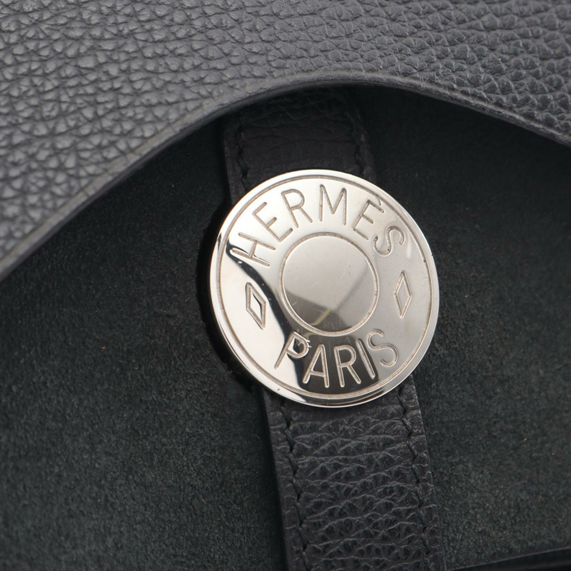 愛馬仕 Sac Colorado GM 單背包,Vache Liegee 皮革帆布,黑色,SHW,二手-10