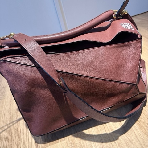 LOEWE Puzzle 大款 小牛皮拼圖包 楓葉紅｜正品｜322.30.K73｜附背帶