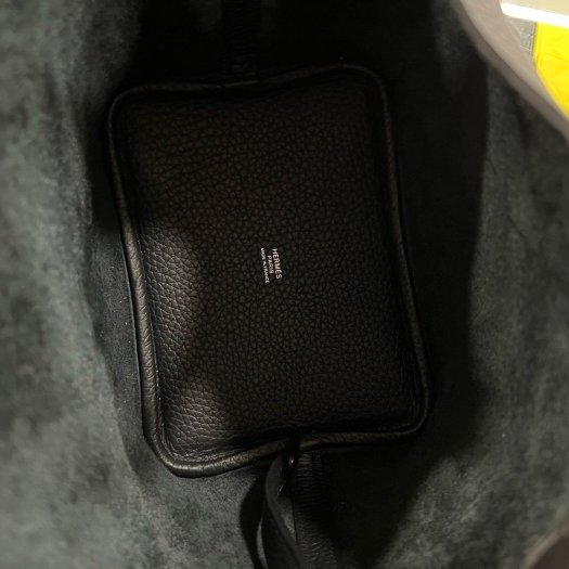 東區正精品㊣ HERMES PICOTIN 18 愛馬仕黑色銀釦水桶袋包鎖頭包手提包 W刻 RZ6308-3